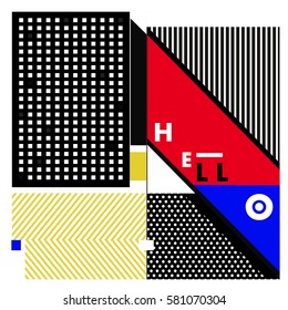 Trendy vector summer cards illustration with line elements and abstract colorful textures. Design for poster, card, invitation, brochure, and promotion template. Fashion art print and background.