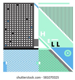 Trendy vector summer cards illustration with line elements and abstract colorful textures. Design for poster, card, invitation, brochure, and promotion template. Fashion art print and background.