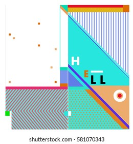 Trendy vector summer cards illustration with line elements and abstract colorful textures. Design for poster, card, invitation, brochure, and promotion template. Fashion art print and background.