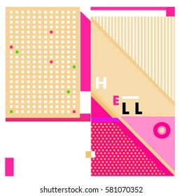 Trendy vector summer cards illustration with line elements and abstract colorful textures. Design for poster, card, invitation, brochure, and promotion template. Fashion art print and background.