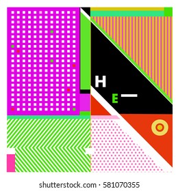 Trendy vector summer cards illustration with line elements and abstract colorful textures. Design for poster, card, invitation, brochure, and promotion template. Fashion art print and background.