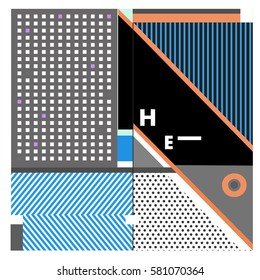 Trendy vector summer cards illustration with line elements and abstract colorful textures. Design for poster, card, invitation, brochure, and promotion template. Fashion art print and background.