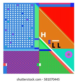 Trendy vector summer cards illustration with line elements and abstract colorful textures. Design for poster, card, invitation, brochure, and promotion template. Fashion art print and background.