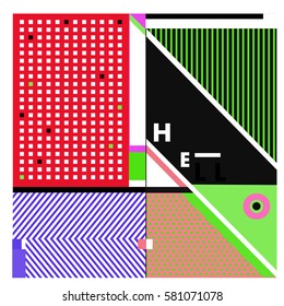 Trendy vector summer cards illustration with line elements and abstract colorful textures. Design for poster, card, invitation, brochure, and promotion template. Fashion art print and background.