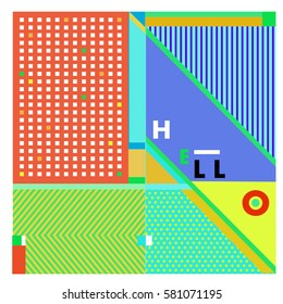 Trendy vector summer cards illustration with line elements and abstract colorful textures. Design for poster, card, invitation, brochure, and promotion template. Fashion art print and background.