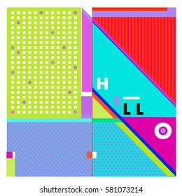 Trendy vector summer cards illustration with line elements and abstract colorful textures. Design for poster, card, invitation, brochure, and promotion template. Fashion art print and background.