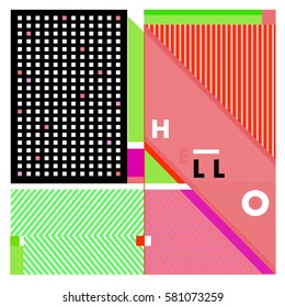 Trendy vector summer cards illustration with line elements and abstract colorful textures. Design for poster, card, invitation, brochure, and promotion template. Fashion art print and background.