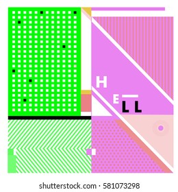 Trendy vector summer cards illustration with line elements and abstract colorful textures. Design for poster, card, invitation, brochure, and promotion template. Fashion art print and background.