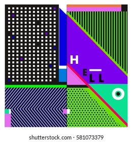 Trendy vector summer cards illustration with line elements and abstract colorful textures. Design for poster, card, invitation, brochure, and promotion template. Fashion art print and background.