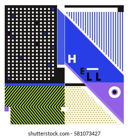 Trendy vector summer cards illustration with line elements and abstract colorful textures. Design for poster, card, invitation, brochure, and promotion template. Fashion art print and background.