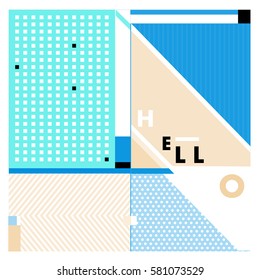 Trendy vector summer cards illustration with line elements and abstract colorful textures. Design for poster, card, invitation, brochure, and promotion template. Fashion art print and background.