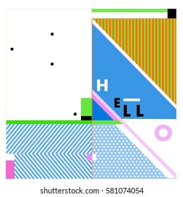 Trendy vector summer cards illustration with line elements and abstract colorful textures. Design for poster, card, invitation, brochure, and promotion template. Fashion art print and background.