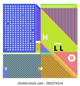 Trendy vector summer cards illustration with line elements and abstract colorful textures. Design for poster, card, invitation, brochure, and promotion template. Fashion art print and background.