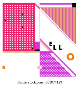 Trendy vector summer cards illustration with line elements and abstract colorful textures. Design for poster, card, invitation, brochure, and promotion template. Fashion art print and background.