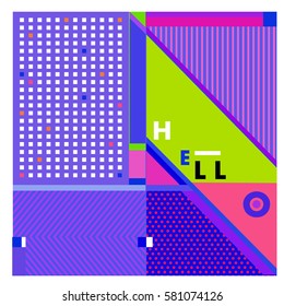 Trendy vector summer cards illustration with line elements and abstract colorful textures. Design for poster, card, invitation, brochure, and promotion template. Fashion art print and background.