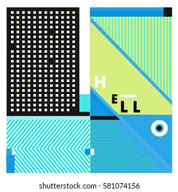 Trendy vector summer cards illustration with line elements and abstract colorful textures. Design for poster, card, invitation, brochure, and promotion template. Fashion art print and background.