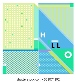Trendy vector summer cards illustration with line elements and abstract colorful textures. Design for poster, card, invitation, brochure, and promotion template. Fashion art print and background.