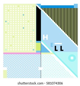 Trendy vector summer cards illustration with line elements and abstract colorful textures. Design for poster, card, invitation, brochure, and promotion template. Fashion art print and background.