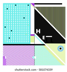 Trendy vector summer cards illustration with line elements and abstract colorful textures. Design for poster, card, invitation, brochure, and promotion template. Fashion art print and background.