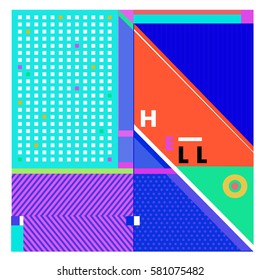 Trendy vector summer cards illustration with line elements and abstract colorful textures. Design for poster, card, invitation, brochure, and promotion template. Fashion art print and background.