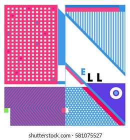 Trendy vector summer cards illustration with line elements and abstract colorful textures. Design for poster, card, invitation, brochure, and promotion template. Fashion art print and background.