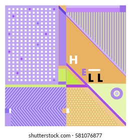 Trendy vector summer cards illustration with line elements and abstract colorful textures. Design for poster, card, invitation, brochure, and promotion template. Fashion art print and background.