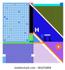 Trendy vector summer cards illustration with line elements and abstract colorful textures. Design for poster, card, invitation, brochure, and promotion template. Fashion art print and background.