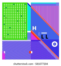Trendy vector summer cards illustration with line elements and abstract colorful textures. Design for poster, card, invitation, brochure, and promotion template. Fashion art print and background.