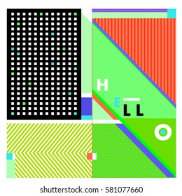 Trendy vector summer cards illustration with line elements and abstract colorful textures. Design for poster, card, invitation, brochure, and promotion template. Fashion art print and background.