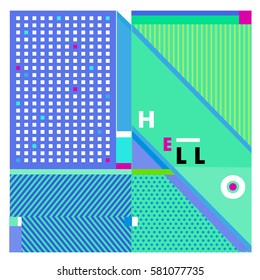 Trendy vector summer cards illustration with line elements and abstract colorful textures. Design for poster, card, invitation, brochure, and promotion template. Fashion art print and background.