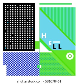 Trendy vector summer cards illustration with line elements and abstract colorful textures. Design for poster, card, invitation, brochure, and promotion template. Fashion art print and background.
