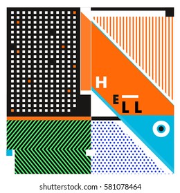 Trendy vector summer cards illustration with line elements and abstract colorful textures. Design for poster, card, invitation, brochure, and promotion template. Fashion art print and background.