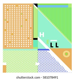 Trendy vector summer cards illustration with line elements and abstract colorful textures. Design for poster, card, invitation, brochure, and promotion template. Fashion art print and background.