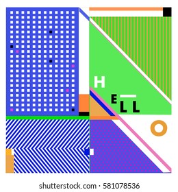 Trendy vector summer cards illustration with line elements and abstract colorful textures. Design for poster, card, invitation, brochure, and promotion template. Fashion art print and background.