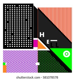 Trendy vector summer cards illustration with line elements and abstract colorful textures. Design for poster, card, invitation, brochure, and promotion template. Fashion art print and background.