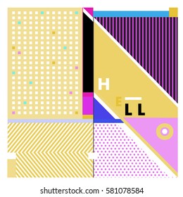 Trendy vector summer cards illustration with line elements and abstract colorful textures. Design for poster, card, invitation, brochure, and promotion template. Fashion art print and background.