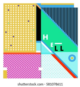 Trendy vector summer cards illustration with line elements and abstract colorful textures. Design for poster, card, invitation, brochure, and promotion template. Fashion art print and background.