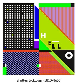 Trendy vector summer cards illustration with line elements and abstract colorful textures. Design for poster, card, invitation, brochure, and promotion template. Fashion art print and background.