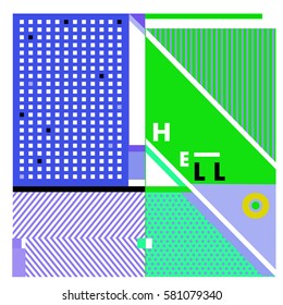 Trendy vector summer cards illustration with line elements and abstract colorful textures. Design for poster, card, invitation, brochure, and promotion template. Fashion art print and background.