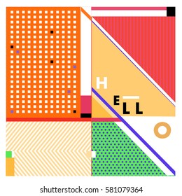 Trendy vector summer cards illustration with line elements and abstract colorful textures. Design for poster, card, invitation, brochure, and promotion template. Fashion art print and background.