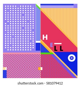 Trendy vector summer cards illustration with line elements and abstract colorful textures. Design for poster, card, invitation, brochure, and promotion template. Fashion art print and background.