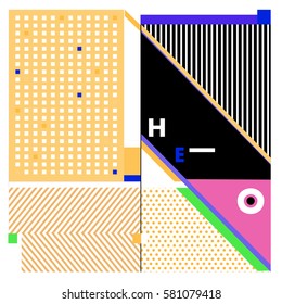 Trendy vector summer cards illustration with line elements and abstract colorful textures. Design for poster, card, invitation, brochure, and promotion template. Fashion art print and background.