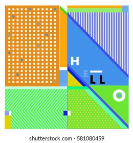 Trendy vector summer cards illustration with line elements and abstract colorful textures. Design for poster, card, invitation, brochure, and promotion template. Fashion art print and background.