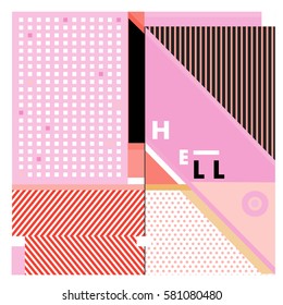 Trendy vector summer cards illustration with line elements and abstract colorful textures. Design for poster, card, invitation, brochure, and promotion template. Fashion art print and background.