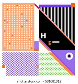 Trendy vector summer cards illustration with line elements and abstract colorful textures. Design for poster, card, invitation, brochure, and promotion template. Fashion art print and background.