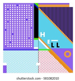 Trendy vector summer cards illustration with line elements and abstract colorful textures. Design for poster, card, invitation, brochure, and promotion template. Fashion art print and background.