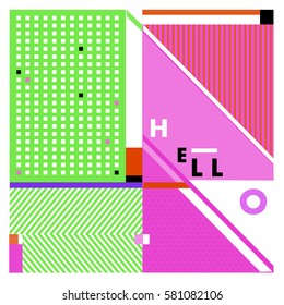 Trendy vector summer cards illustration with line elements and abstract colorful textures. Design for poster, card, invitation, brochure, and promotion template. Fashion art print and background.