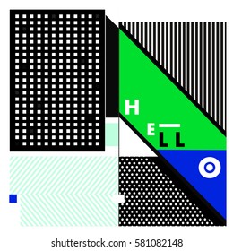 Trendy vector summer cards illustration with line elements and abstract colorful textures. Design for poster, card, invitation, brochure, and promotion template. Fashion art print and background.