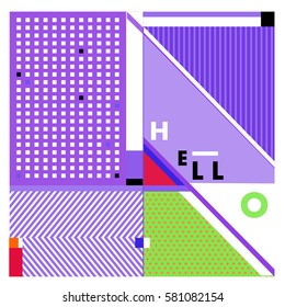 Trendy vector summer cards illustration with line elements and abstract colorful textures. Design for poster, card, invitation, brochure, and promotion template. Fashion art print and background.
