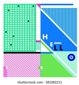 Trendy vector summer cards illustration with line elements and abstract colorful textures. Design for poster, card, invitation, brochure, and promotion template. Fashion art print and background.